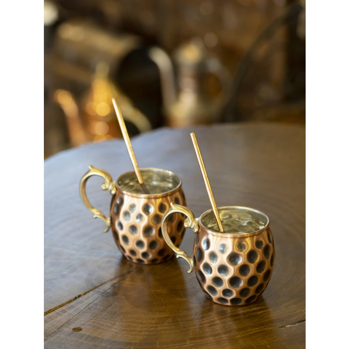 BAKIR KUPA BARDAK GAMZELİ MODEL ÇİFT RENK (2Lİ)