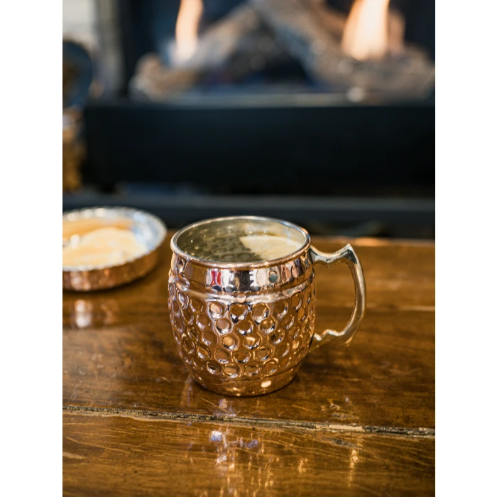 Bakır Kupa Bardak Petekli Model Parlak Bakır Renk 2li