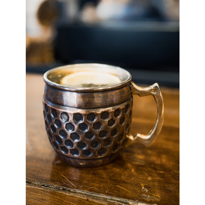 Bakır Kupa Bardak Petekli Model Oksit Bakır Renk