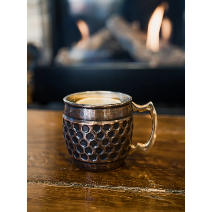 Bakır Kupa Bardak Petekli Model Oksit Bakır Renk