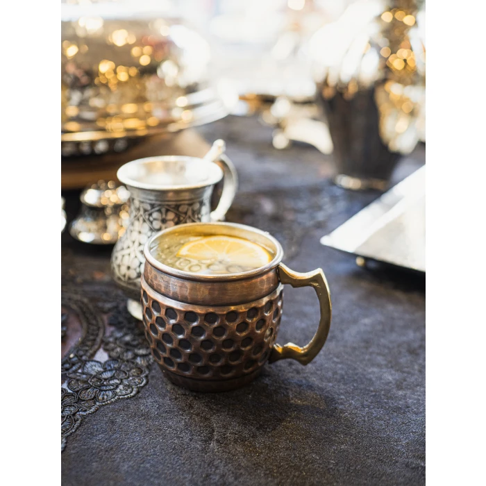 Bakır Kupa Bardak Petekli Model Oksit Bakır Renk