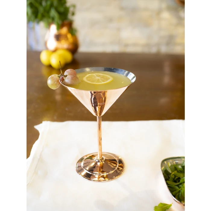 Bakır Kadeh Martini Model Düz Parlak Bakır Renk