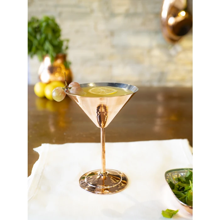 Bakır Kadeh Martini Model Düz Parlak Bakır Renk