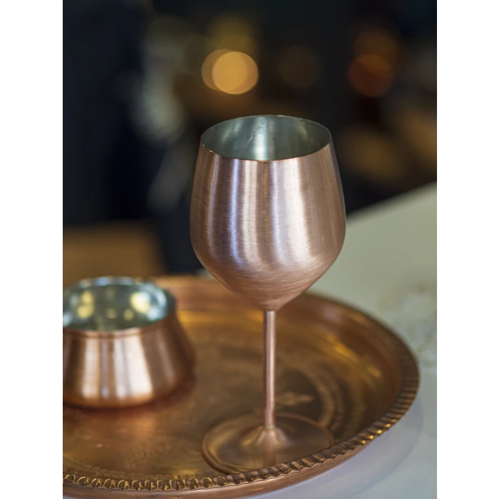 Bakır Kadeh Modern Model Mat Bakır Renk 2li