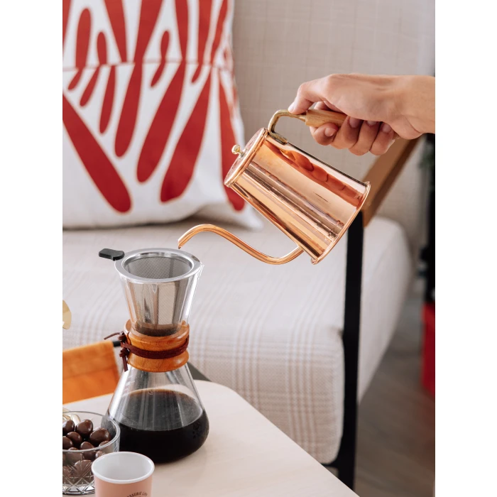 BAKIR DEMLİK MODERN KAHVE DEMLİĞİ MODEL BAKIR RENK