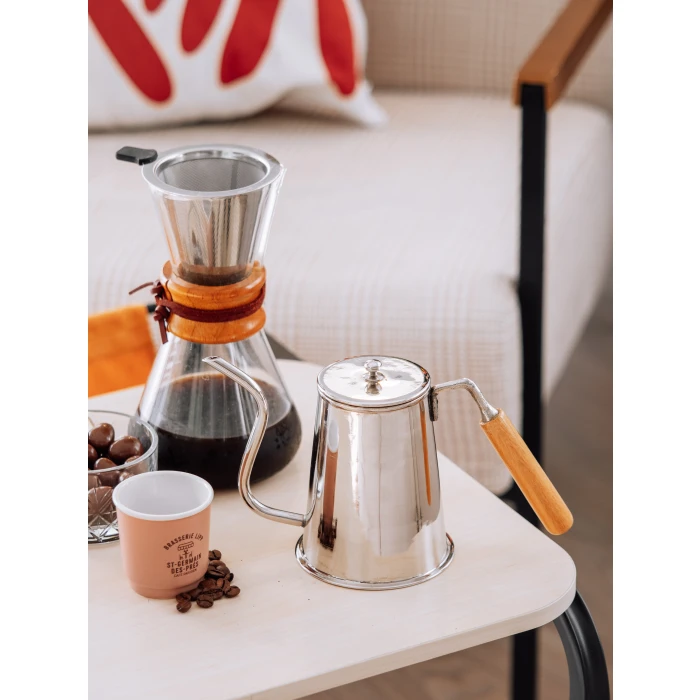 BAKIR DEMLİK MODERN KAHVE DEMLİĞİ MODEL GÜMÜŞ RENK