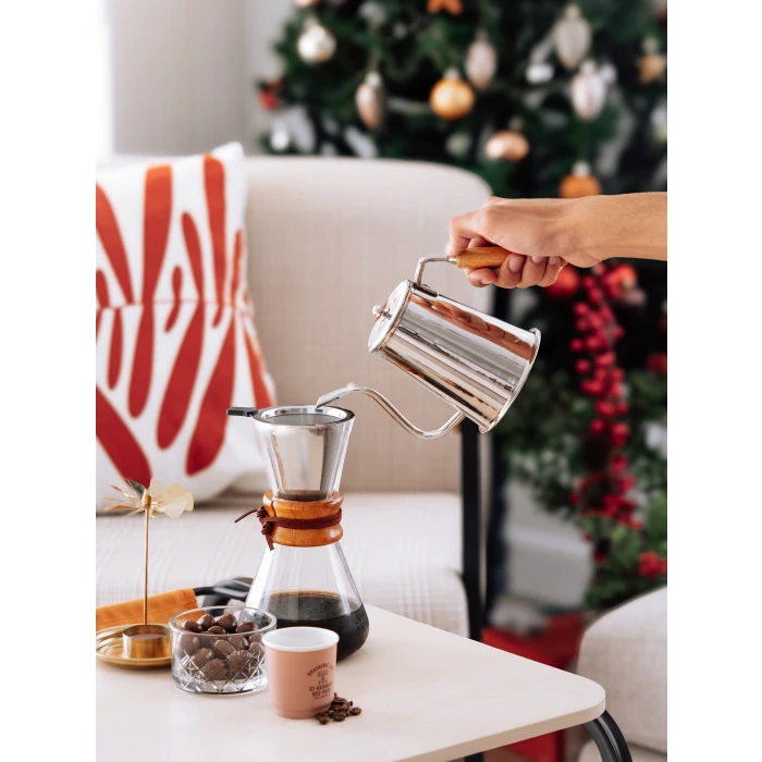 BAKIR DEMLİK MODERN KAHVE DEMLİĞİ MODEL GÜMÜŞ RENK