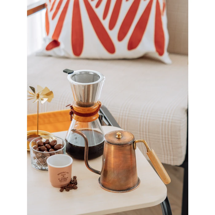 BAKIR DEMLİK MODERN KAHVE DEMLİĞİ MODEL OKSİTLİ RENK