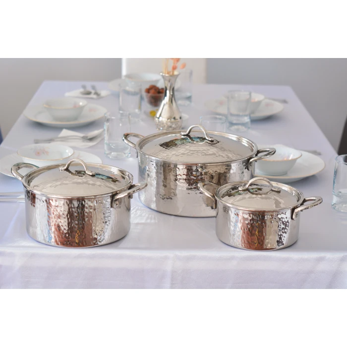 BAKIR MODERN TENCERE DERİN MODEL 17 CM GÜMÜŞ RENK