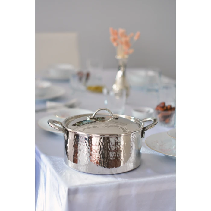 BAKIR MODERN TENCERE DERİN MODEL 17 CM GÜMÜŞ RENK