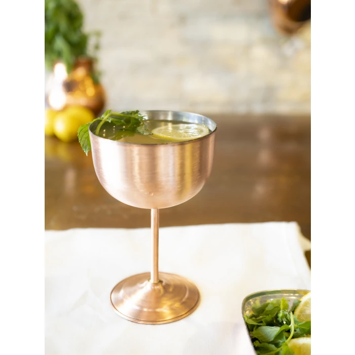 BAKIR ŞARAP KADEHİ (2li) MAT BAKIR RENK