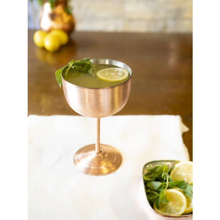 BAKIR ŞARAP KADEHİ (2li) MAT BAKIR RENK