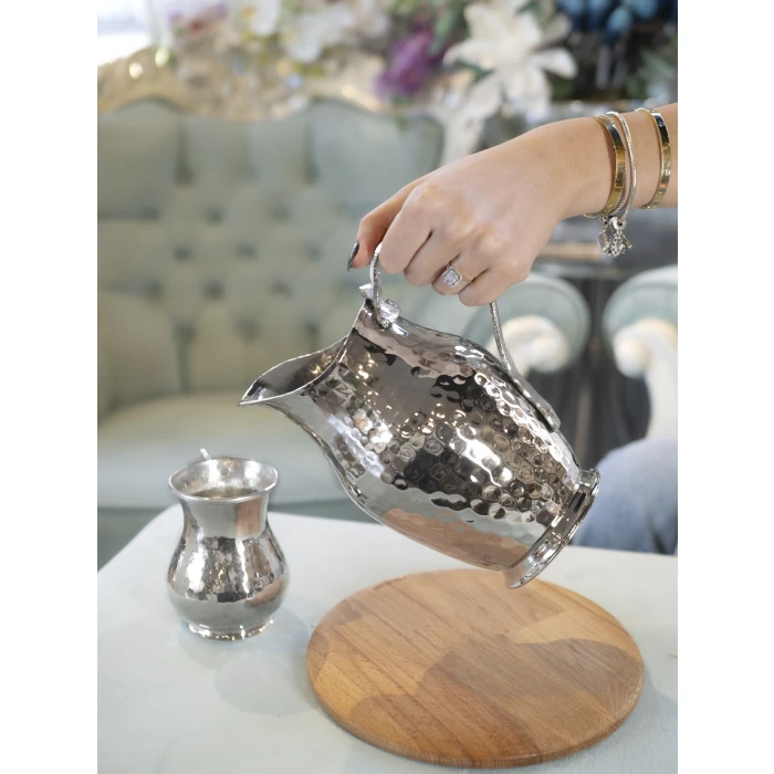 Bakır Sürahi Çekiç Dövme Antalya Model Gümüş Renk