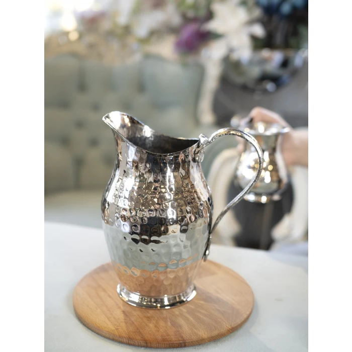 Bakır Sürahi Çekiç Dövme Antalya Model Gümüş Renk