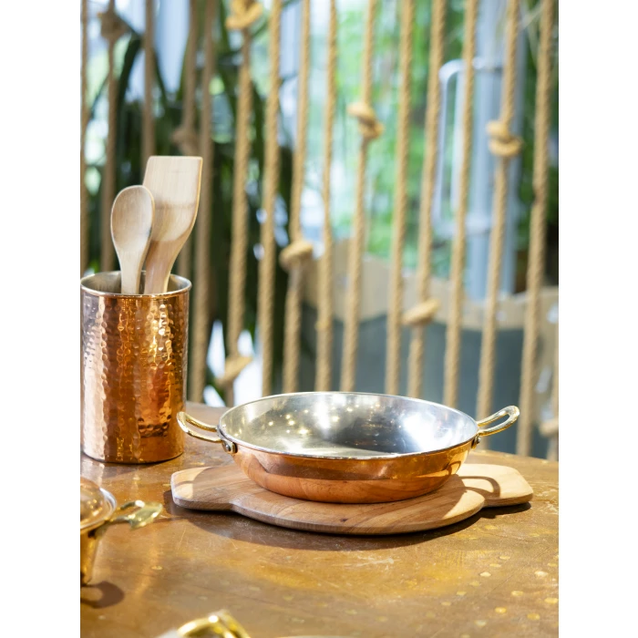 BAKIR TAVA ÇİFT KULPLU MODERN MODEL BAKIR RENK 16 CM