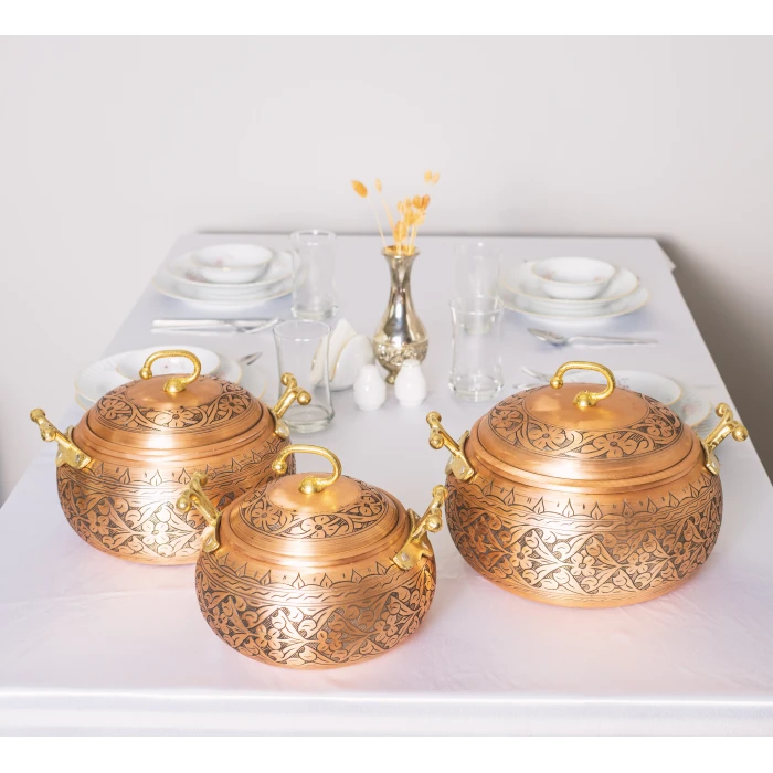 BAKIR TENCERE AĞIR İŞLEME TOMBUL MODEL 3 LT