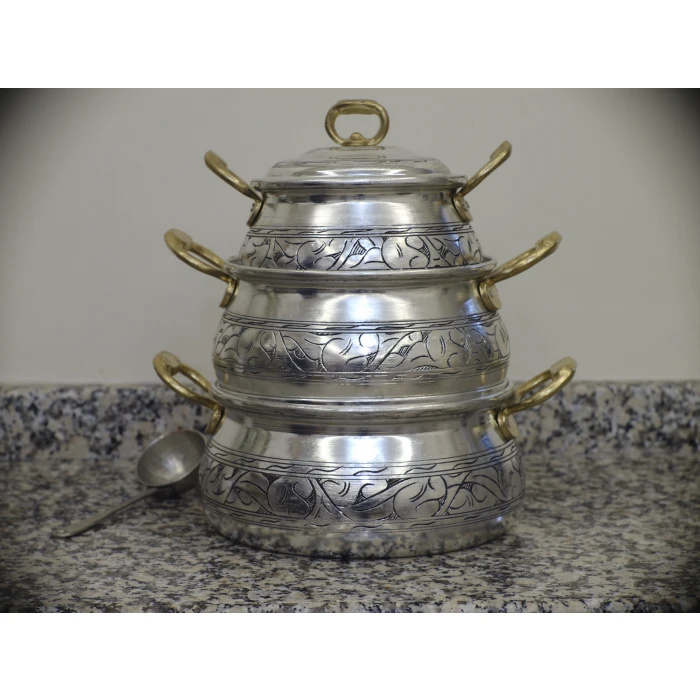 BAKIR TENCERE GÜVEÇ MODEL OYMA NAKIŞ İŞLEME 24 CM