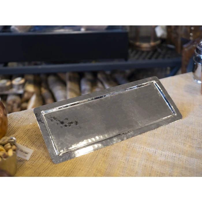 BAKIR TEPSİ DÜZ BATON MODEL GÜMÜŞ RENK