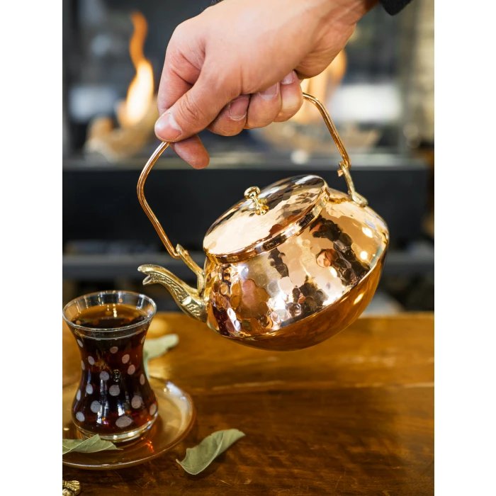 BAKIR ZEN DEMLİK ÇEKİÇ DÖVME PARLAK BAKIR RENK NO1