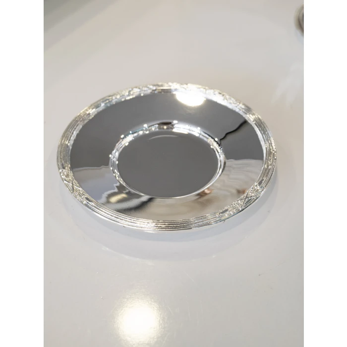 GÜMÜŞ KAPLAMA ÇAY TABAĞI BAŞAK BORDÜRLÜ MODEL ( 6 Adet)