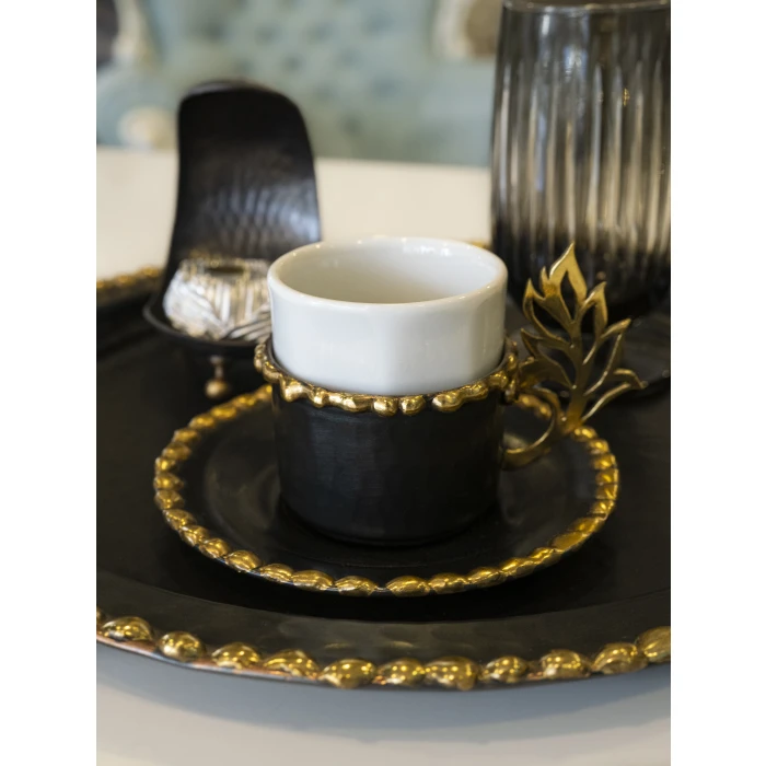 Bakır Fincan Pirinç Eritme Detaylı Buğday Dekor Model