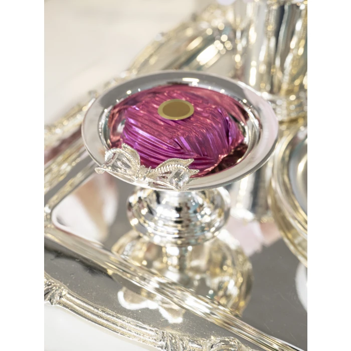 GÜMÜŞ KAPLAMA LOKUMLUK FİYONK DETAYLI (2 Adet)