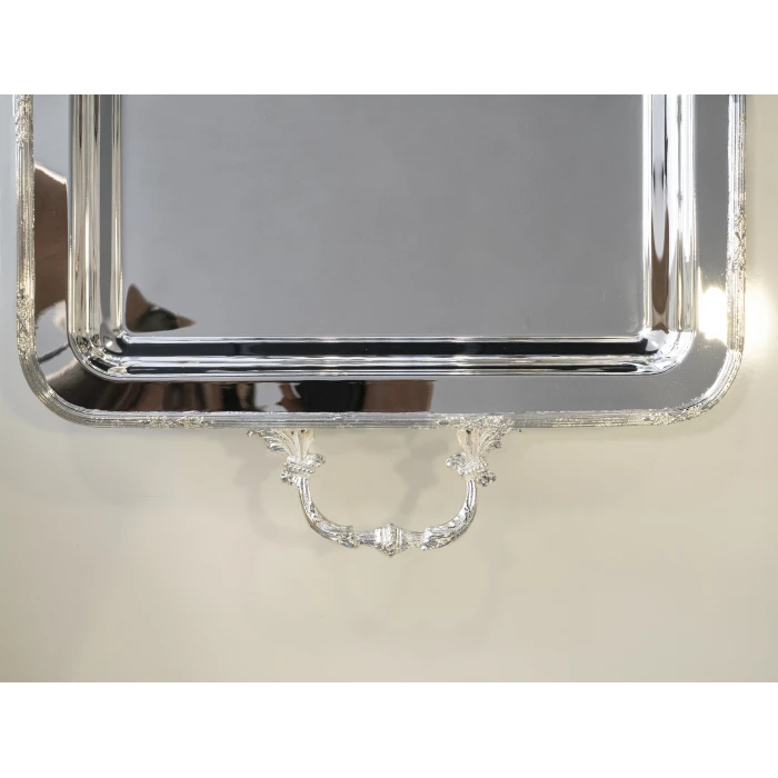 GÜMÜŞ KAPLAMA ÇAY SETİ (Çay tepsisi ve 6 adet çay tabağı) BAŞAK BORDÜRLÜ MODEL