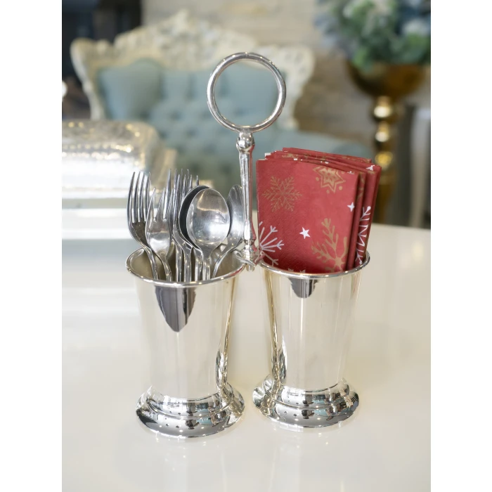 GÜMÜŞ KAPLAMA KAŞIKLIK  2 HAZNELİ