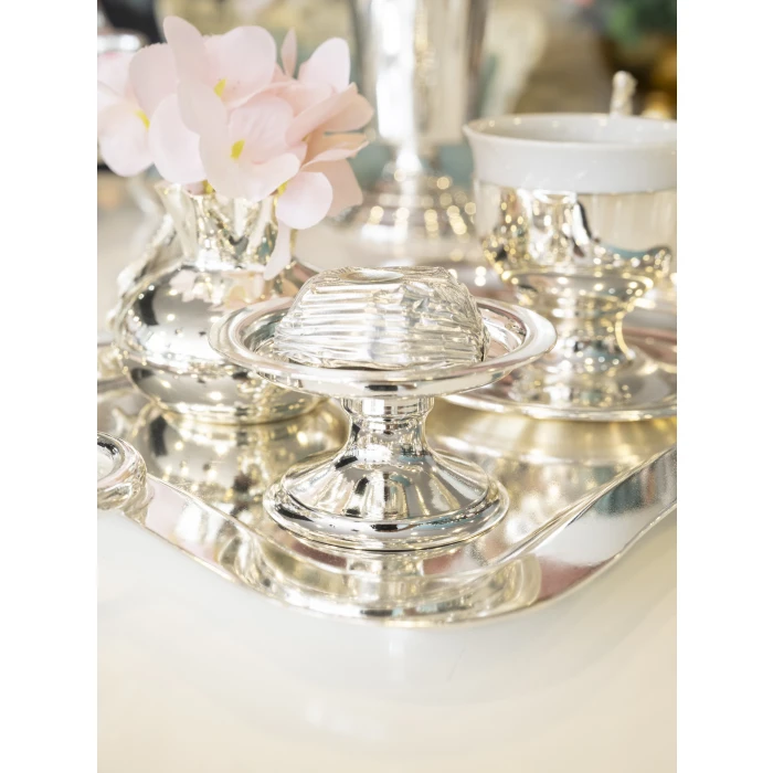 GÜMÜŞ KAPLAMA LOKUMLUK MAKARONLUK DEKORSUZ SADE MODEL DÜZ FORM (2 Adet)