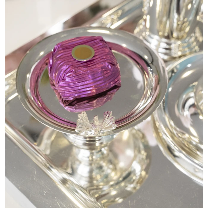 GÜMÜŞ KAPLAMA LOKUMLUK KELEBEK DETAYLI (2 Adet)