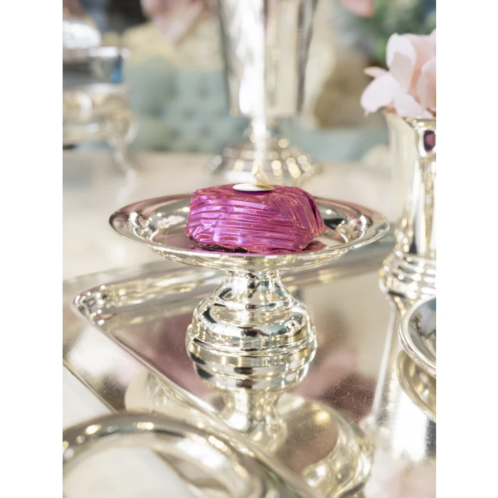 GÜMÜŞ KAPLAMA LOKUMLUK KELEBEK DETAYLI (2 Adet)