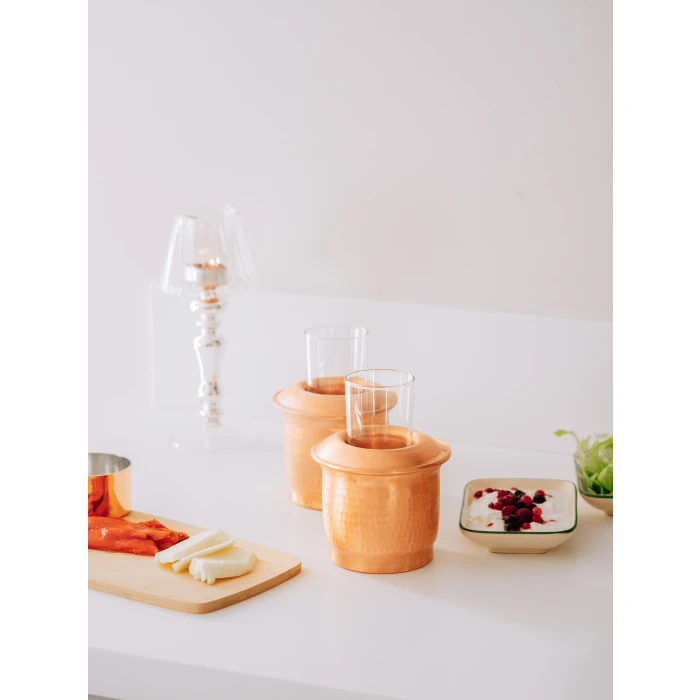 BAKIR EHLİKEYF UZUN ÇEKİÇ DÖVMELİ MODEL 2Lİ MAT BAKIR RENK