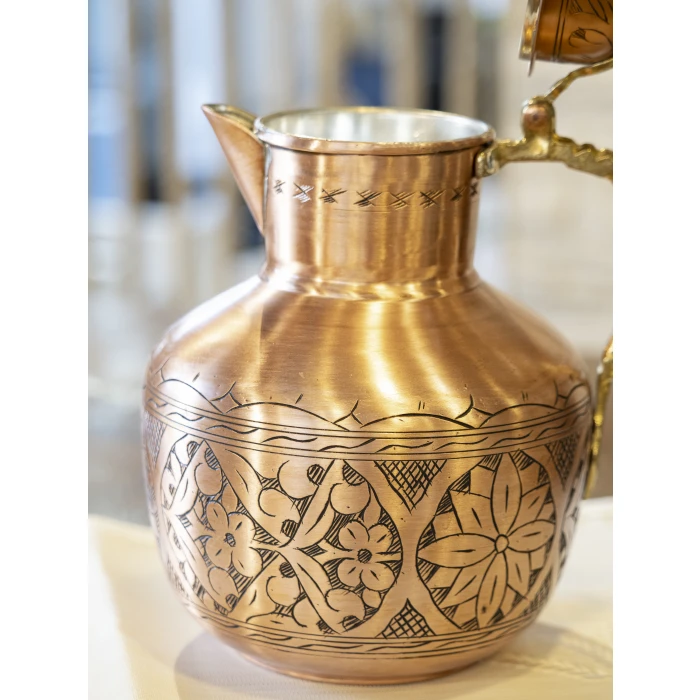 BAKIR SÜRAHİ İŞLEMELİ OSMANLI MODEL MAT BAKIR RENK