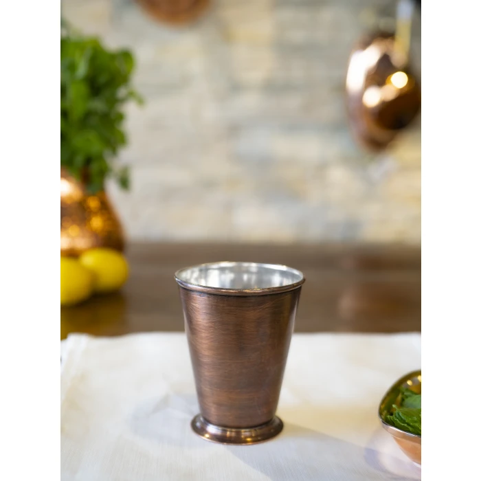 Bakır Bardak Kısa Şerbet Model Oksit Renk