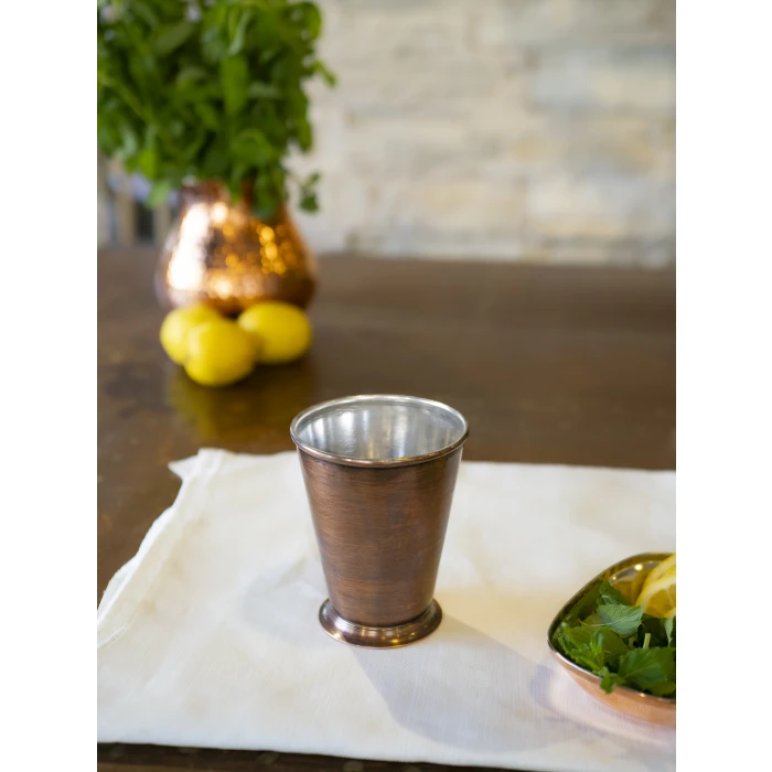 Bakır Bardak Kısa Şerbet Model Oksit Renk