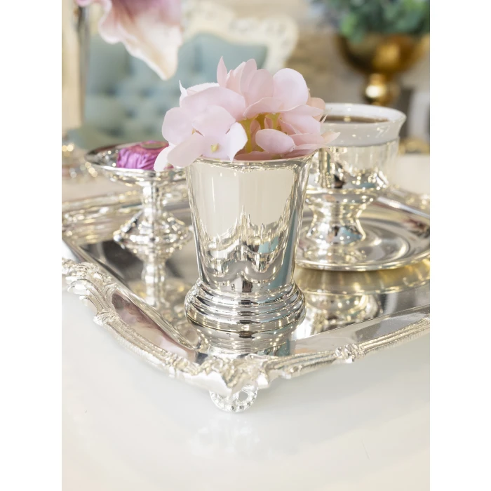 GÜMÜŞ KAPLAMA MİNİ VAZO KOVA MODEL (2 Adet)