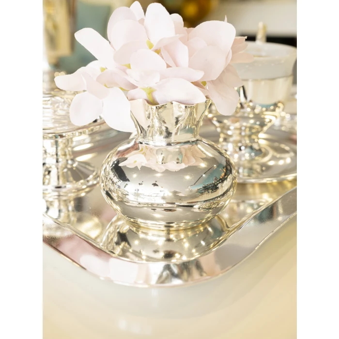 GÜMÜŞ KAPLAMA MİNİ VAZO BOMBELİ MODEL (2 Adet)