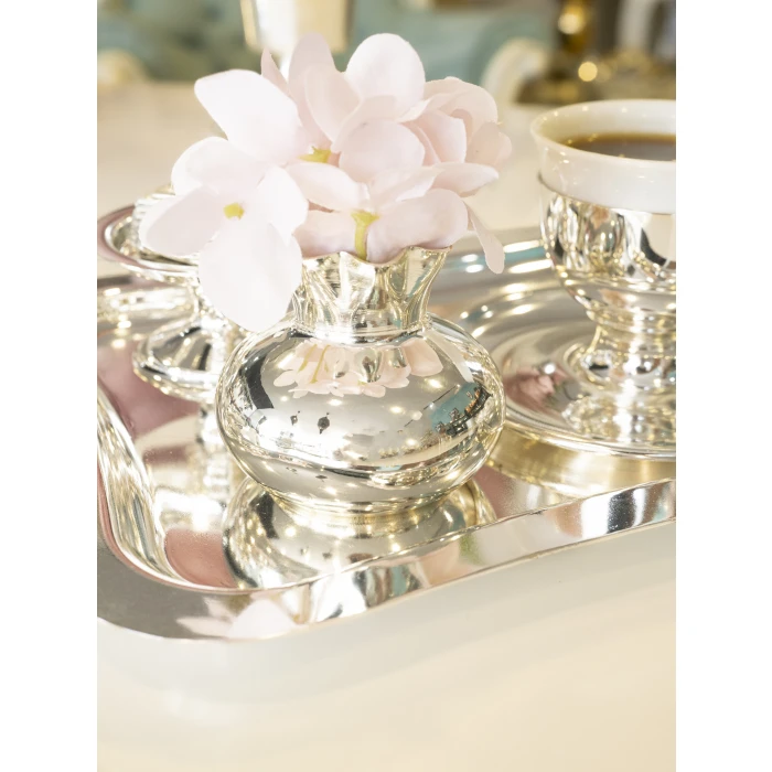 GÜMÜŞ KAPLAMA MİNİ VAZO BOMBELİ MODEL (2 Adet)