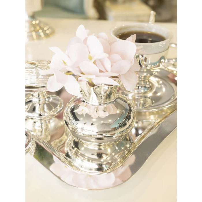 GÜMÜŞ KAPLAMA MİNİ VAZO BOMBELİ MODEL (2 Adet)