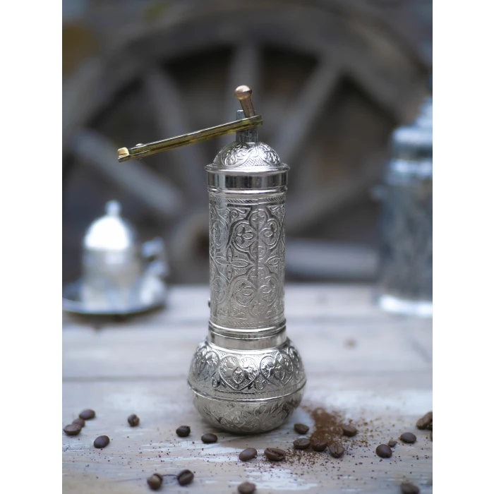 OVAL HAZNELİ NOSTALJİK KAHVE DEĞİRMENİ GÜMÜŞ