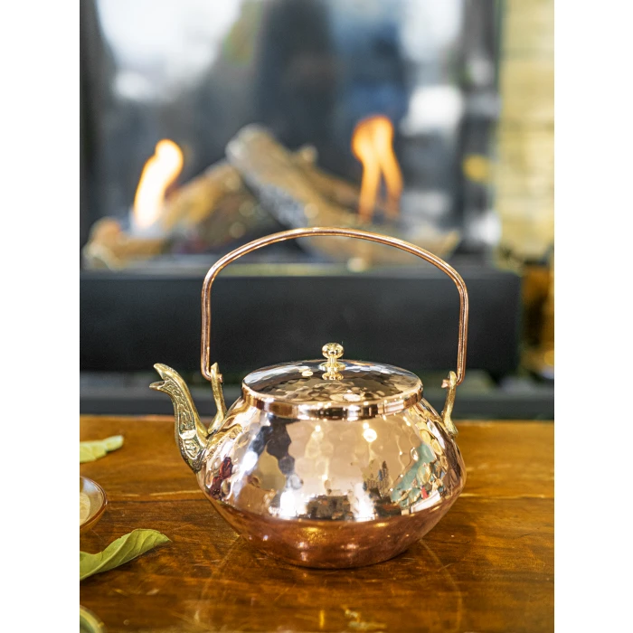 Bakır Zen Demlik Çekiç Dövme Parlak Bakır Renk No:2