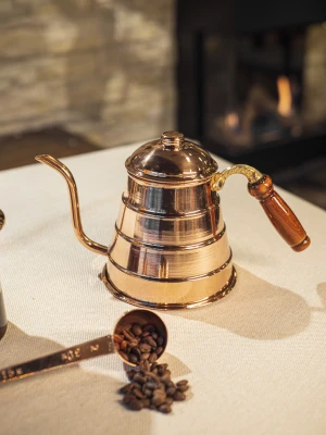 BAKIR FİLTRE KAHVE SETİ V60 PARLAK BAKIR RENK