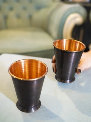 Bakır Bardak Kısa Şerbet Model Oksit Renk (Kalaysız)