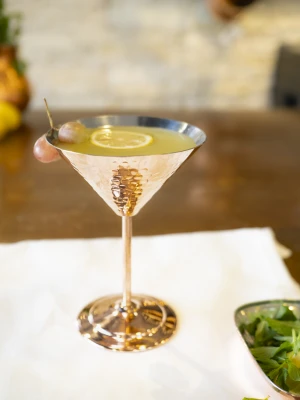 Bakır Kadeh Martini Çekiç Dövme Model Parlak Bakır Renk