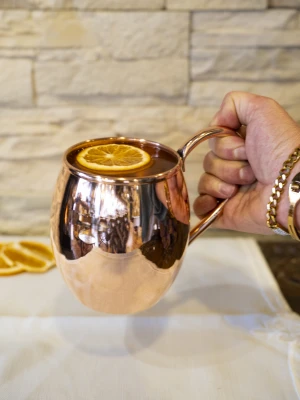 BAKIR KUPA BARDAK KALAYSIZ TOMBUL MODEL PARLAK RENK