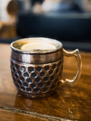 Bakır Kupa Bardak Petekli Model Parlak Oksit Bakır Renk 2li