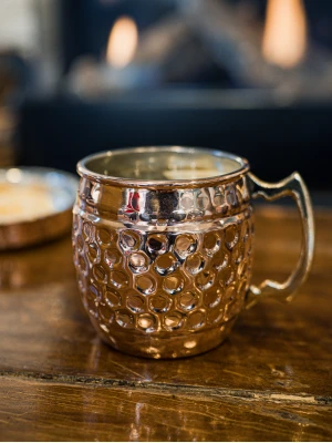 Bakır Kupa Bardak Petekli Model Parlak Bakır Renk 2li