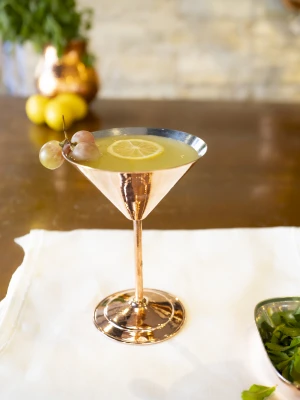 Bakır Kadeh Martini Model Düz Parlak Bakır Renk 2li