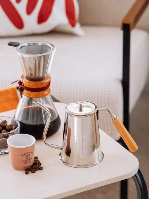 BAKIR DEMLİK MODERN KAHVE DEMLİĞİ MODEL GÜMÜŞ RENK