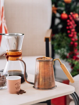 BAKIR DEMLİK MODERN KAHVE DEMLİĞİ MODEL OKSİTLİ RENK